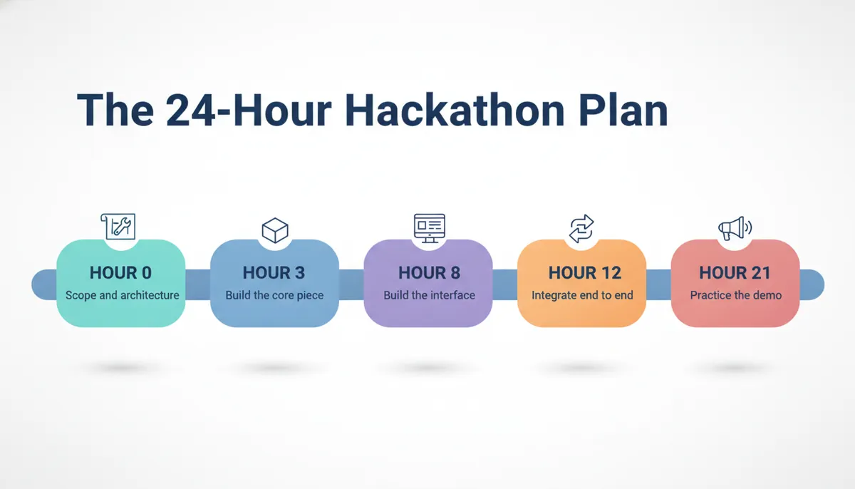Hackathon hour-by-hour plan: what to build when
