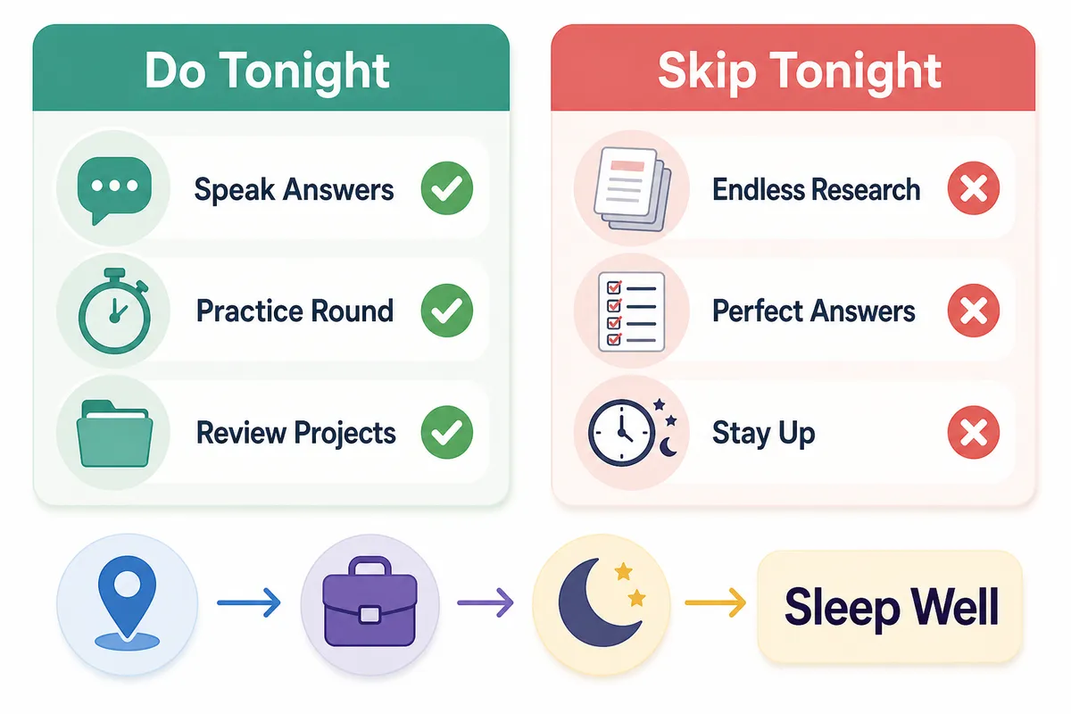 A calm evening plan before an interview
