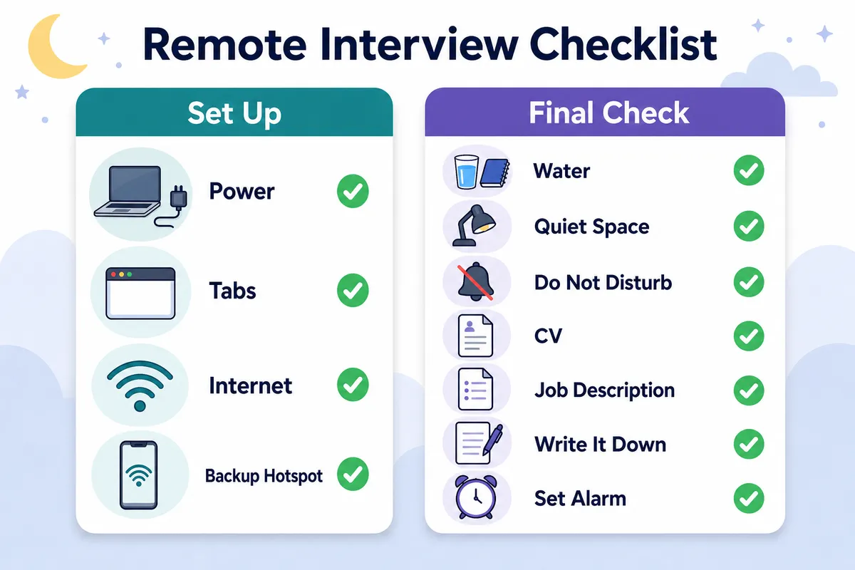 Remote interview checklist before bedtime