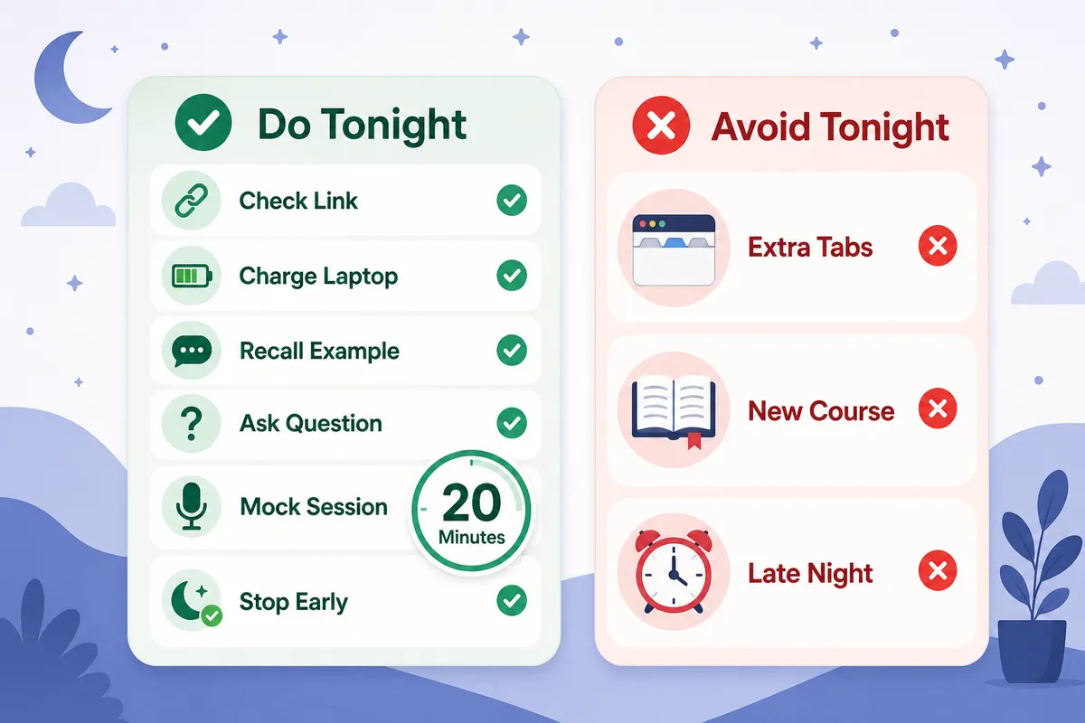 A calm evening interview preparation checklist