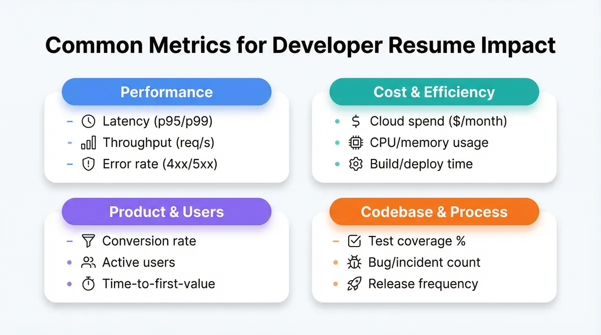 Developer Resume Metrics Cheat Sheet