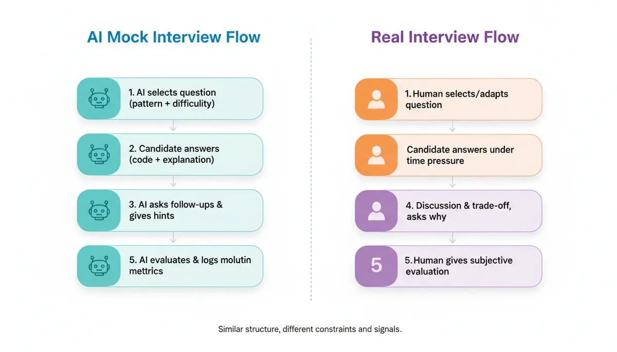 AI Mock Interview Flow vs Real Interview