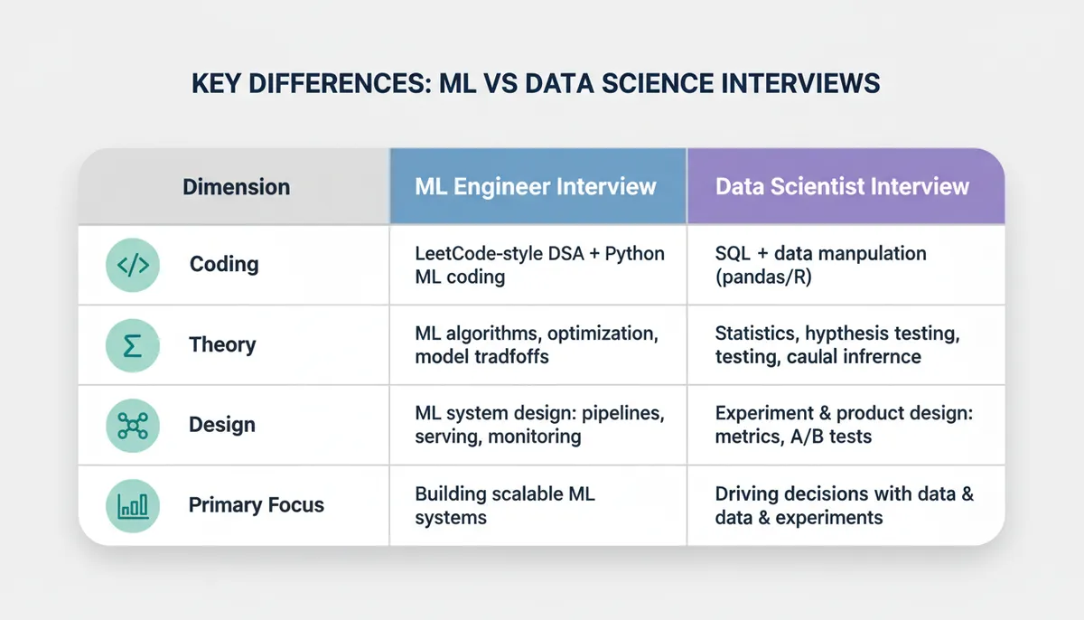 Key Differences: ML vs Data Science Interviews