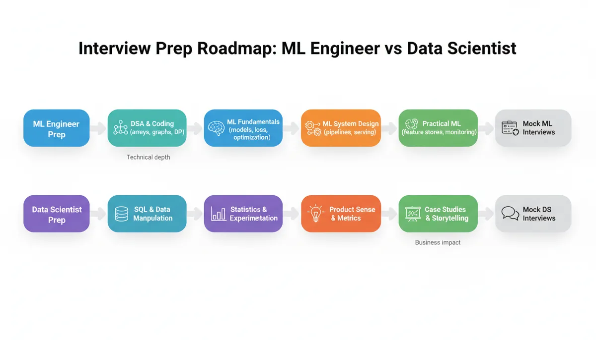 ML vs Data Science Interview Prep Roadmap