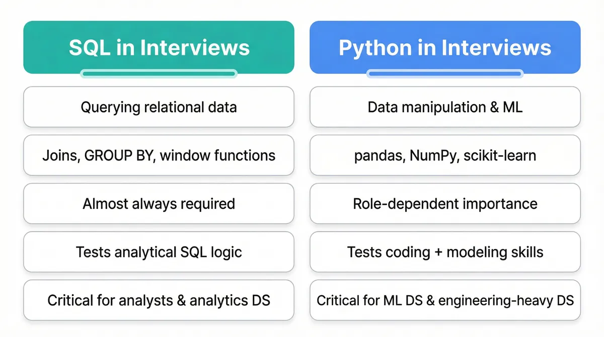 SQL vs Python Interview Expectations