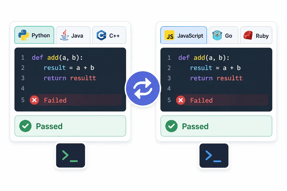 Practising a coding round in six languages