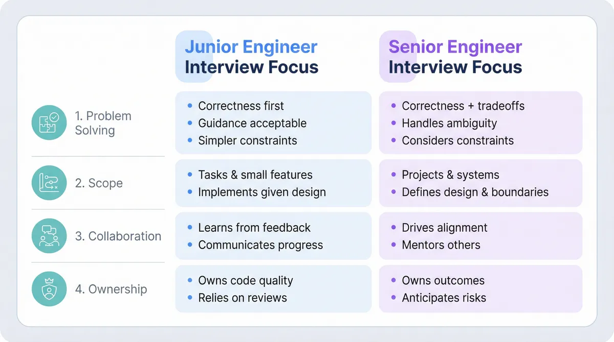 Junior vs Senior Interview Expectations Overview