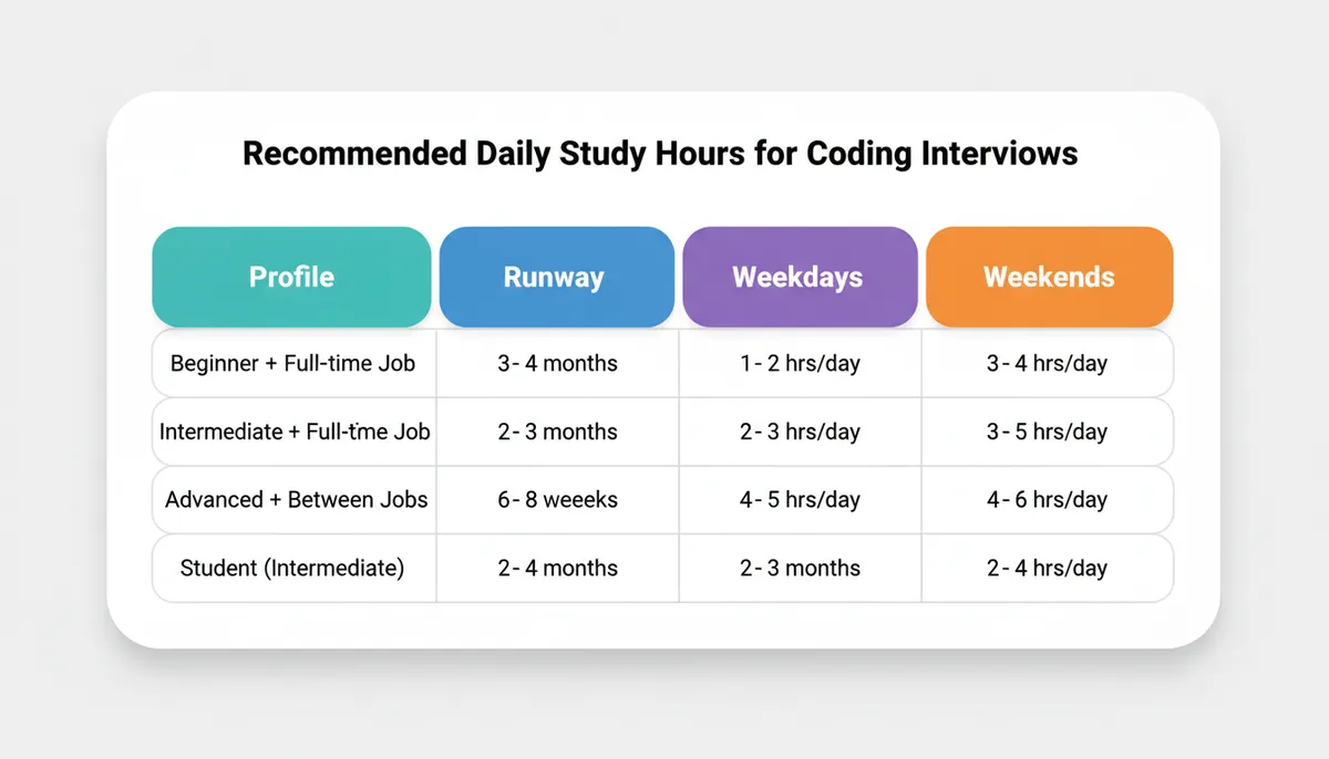Recommended Daily Study Hours for Coding Interviews