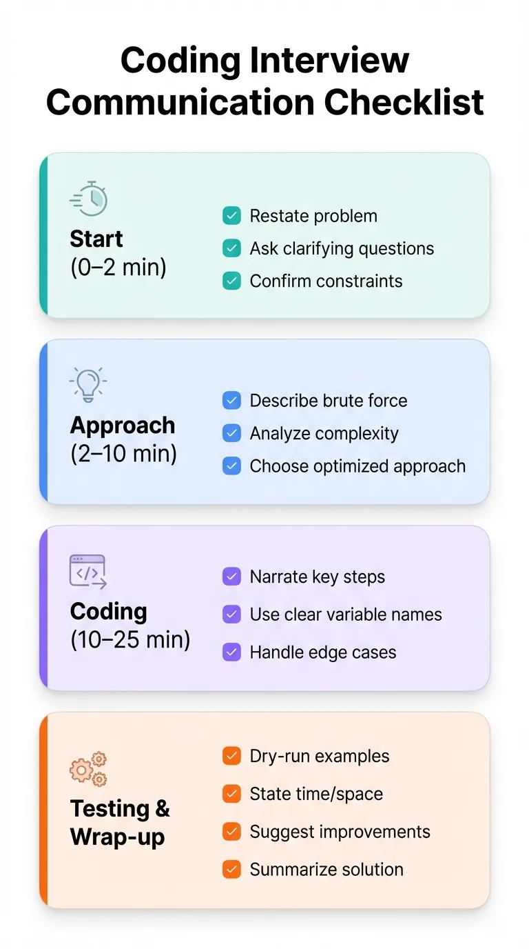 Coding Interview Communication Checklist