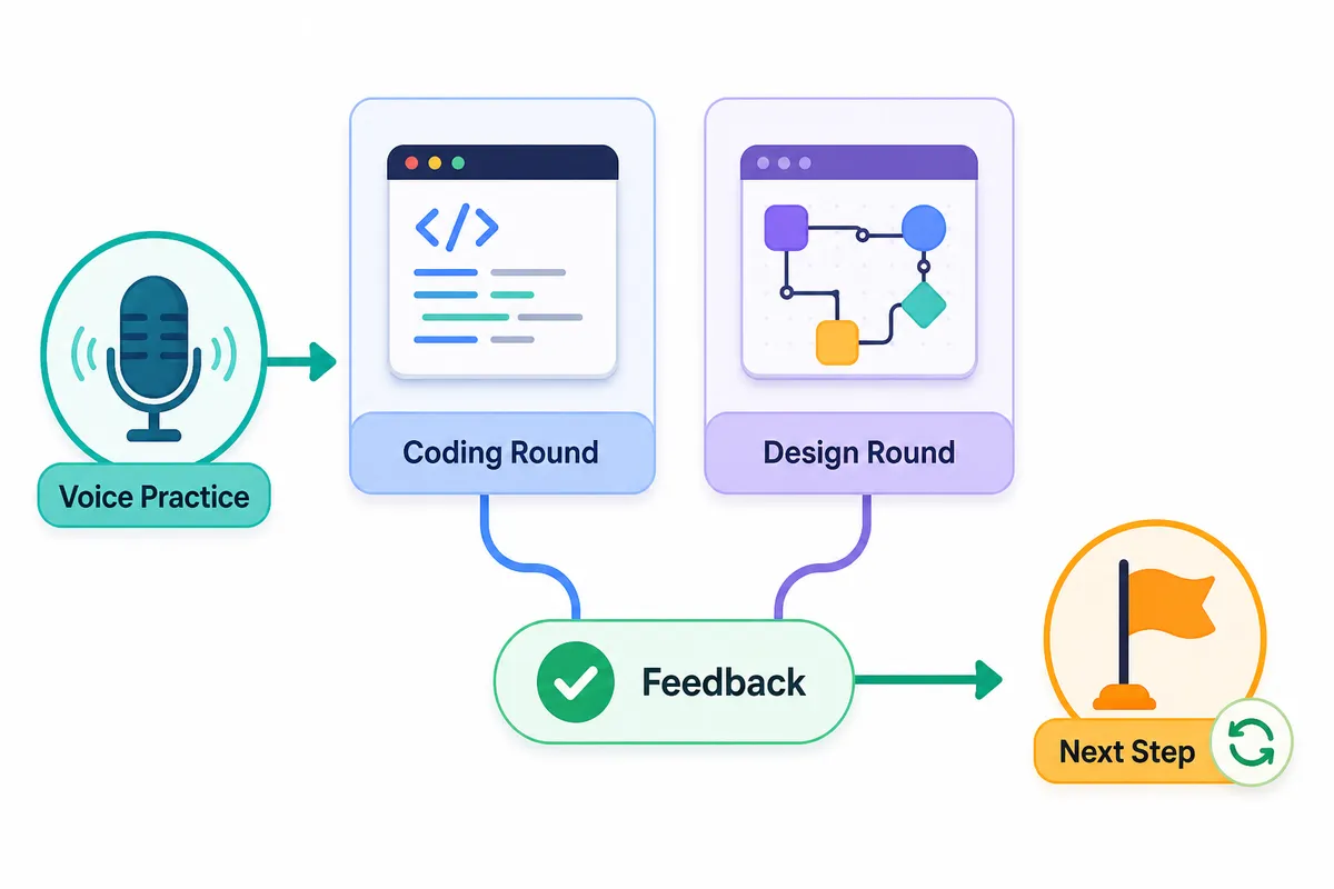 An adaptive coding and design interview flow