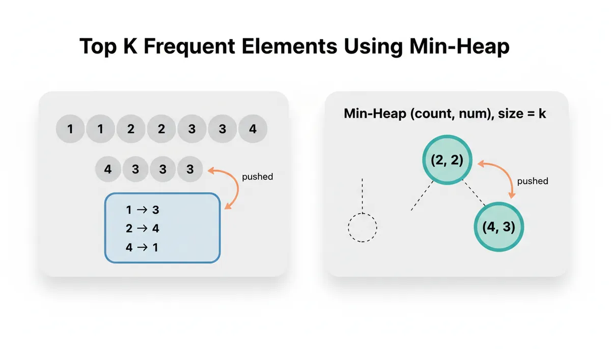 Top K Frequent with Min-Heap