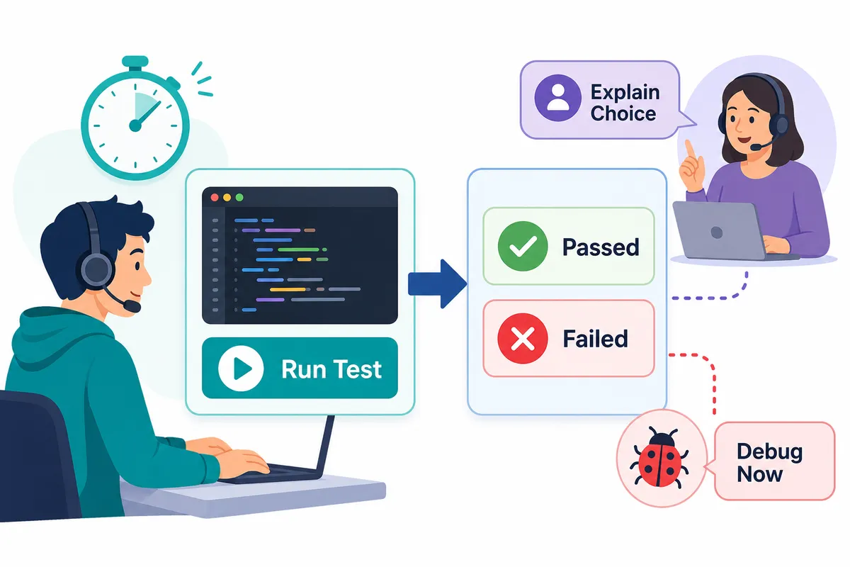 A coding interview where the solution is tested live
