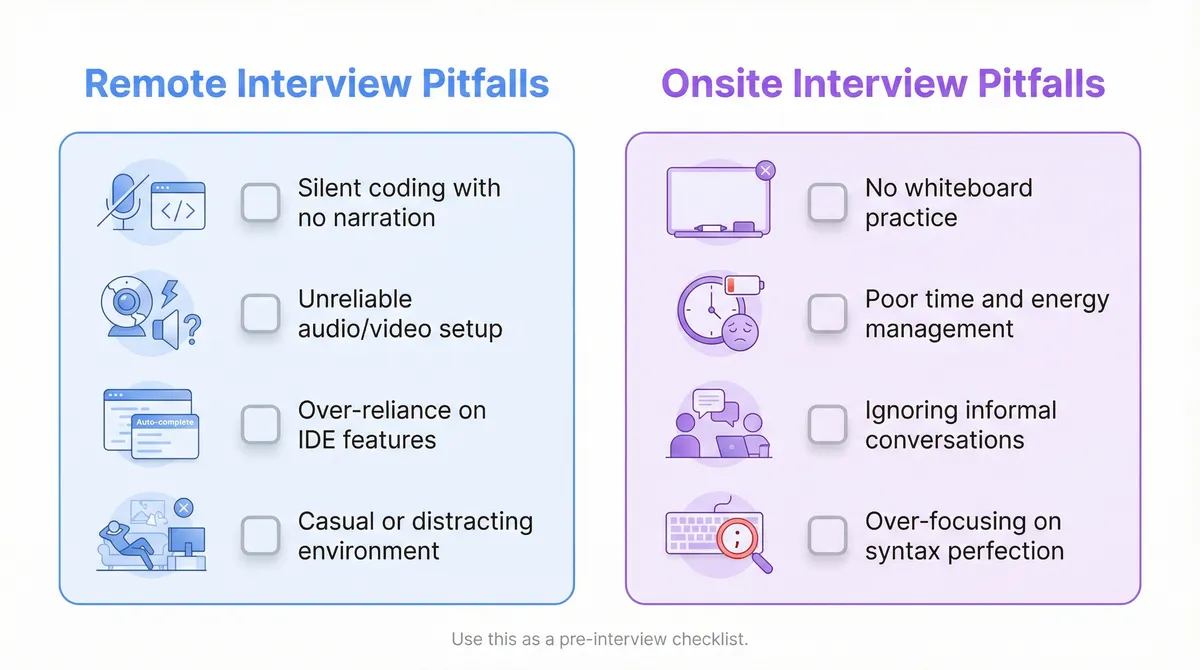 Remote vs Onsite Mistakes Checklist