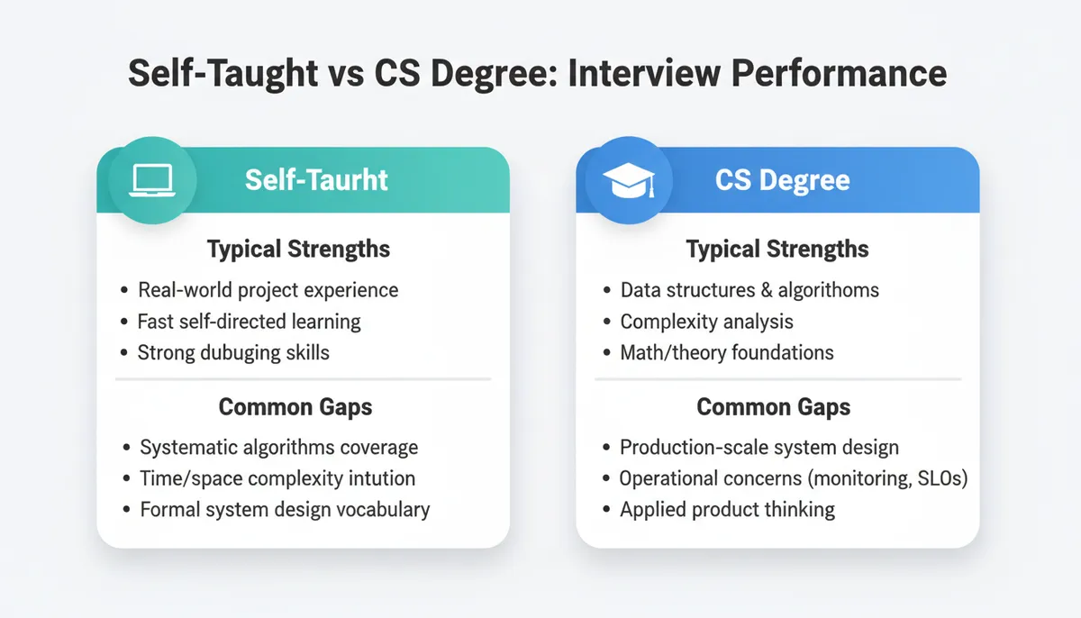 Self-Taught vs CS Degree Interview Comparison