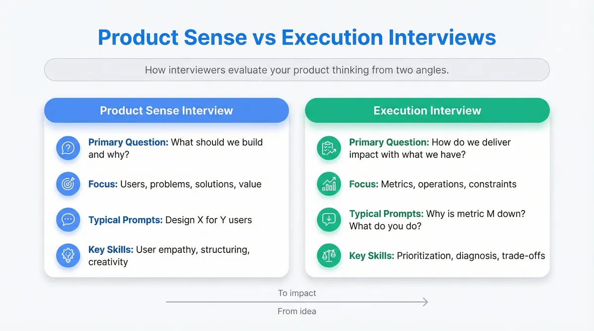 Product Sense vs Execution at a Glance