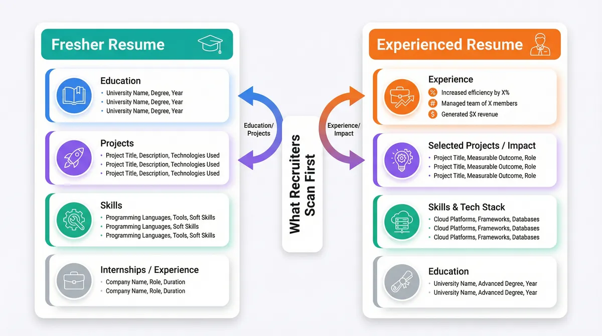 Fresher vs Experienced Resume Layout
