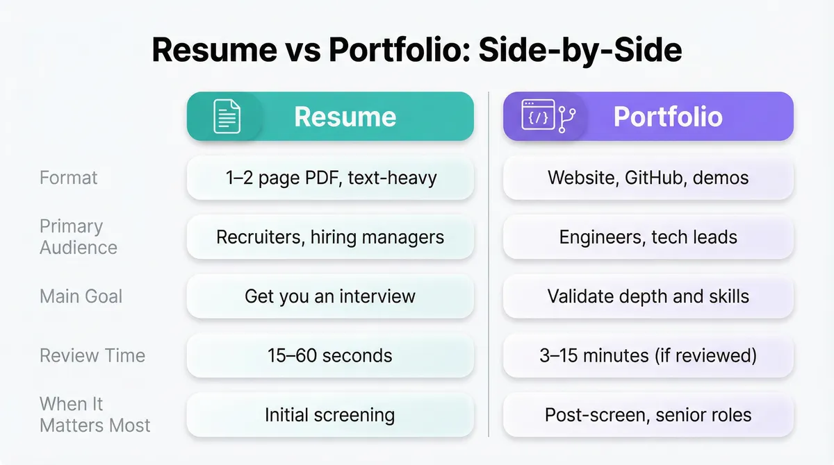Resume vs Portfolio Comparison for Software Engineers