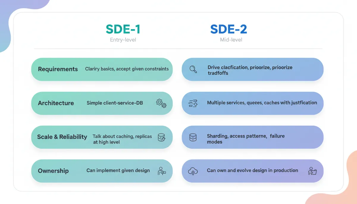 SDE-1 vs SDE-2 System Design Comparison