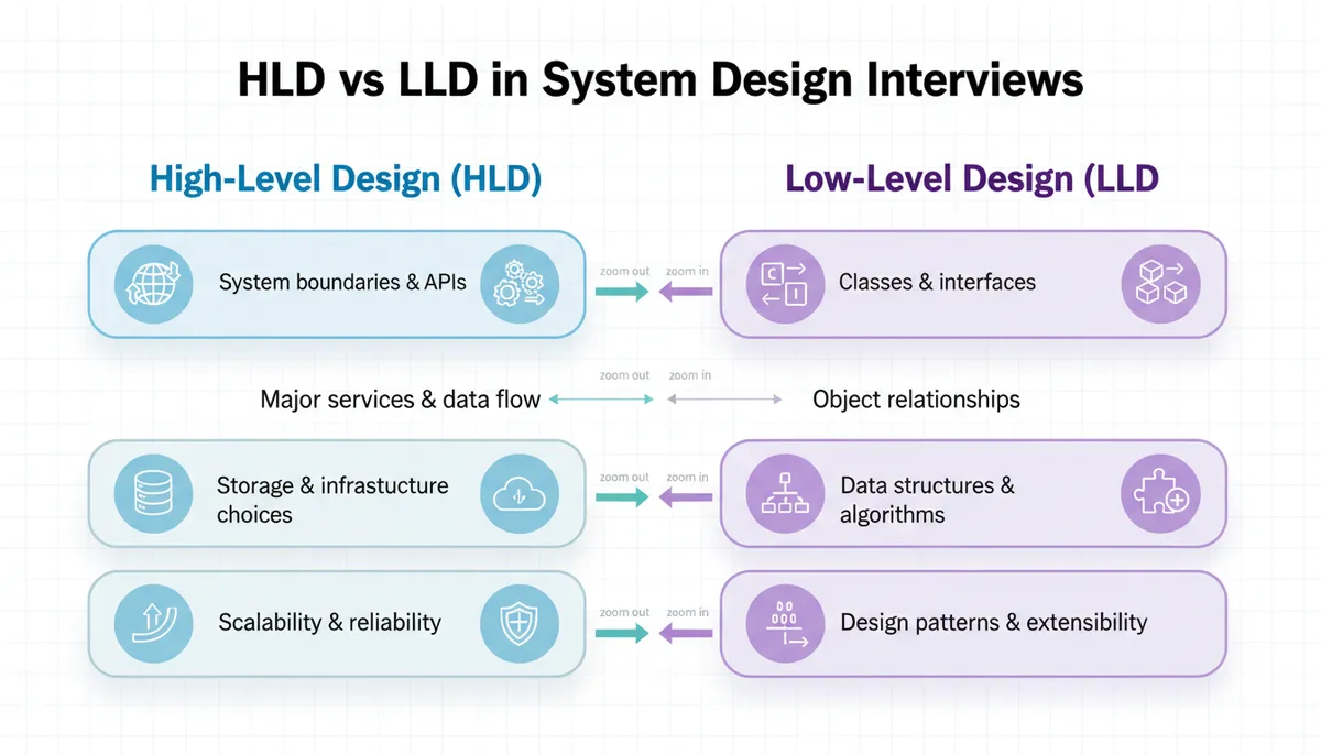 High-Level Design vs Low-Level Design Focus