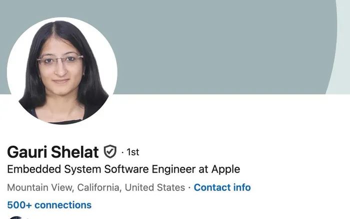 LinkedIn profile header of Gauri Shelat
